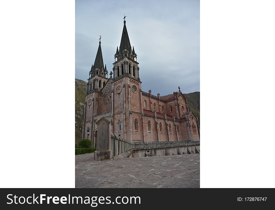 Peaks Of Europe Mountain Landscape At Covadonga Cathedral