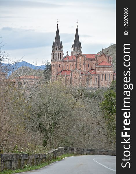 Peaks of europe moutain landscape at Covadonga Cathedral