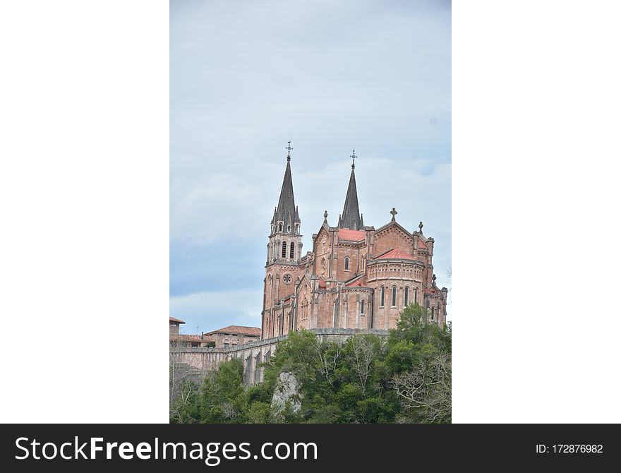 Peaks of europe moutain landscape at Covadonga Cathedral