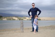 Father And Daughter Near The Mountain Lake Royalty Free Stock Photos Father And Daughter Near The Mountain Lake Royalty Free Stock Photos