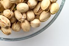 Pistachios Nuts In Glass Bowl Royalty Free Stock Image