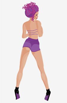 Free Young Sexy Girl In A Purple Dress Stock Photography - 17297782