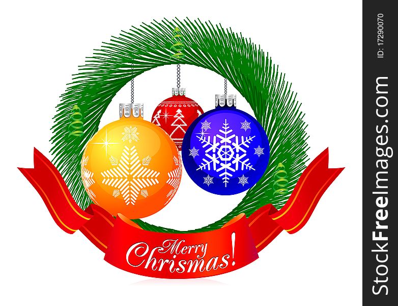 Christmas background with ribbon on white background