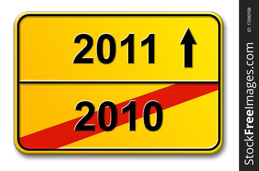 Traffic sign 2010 - 2011 isolated in white background