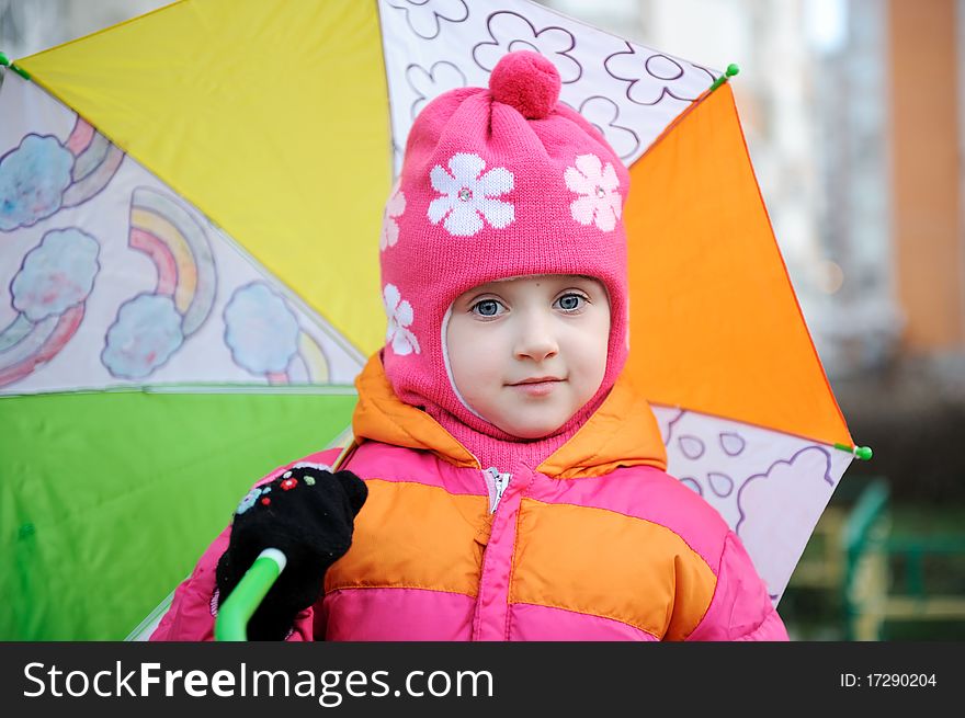 Small girl in pink hat