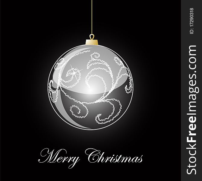 Vector Christmas transparent ball on black background. Vector Christmas transparent ball on black background