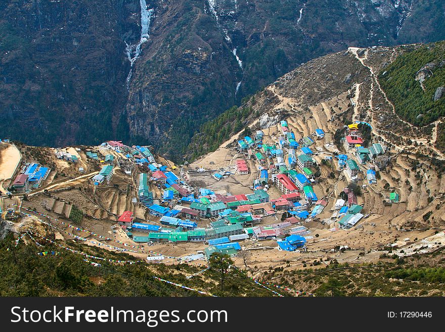 Sherpa village of Namche Bazar located in Khumbu (Everest) region, Nepal.