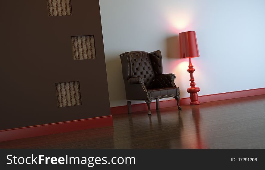 3d interior composition and classic stile
