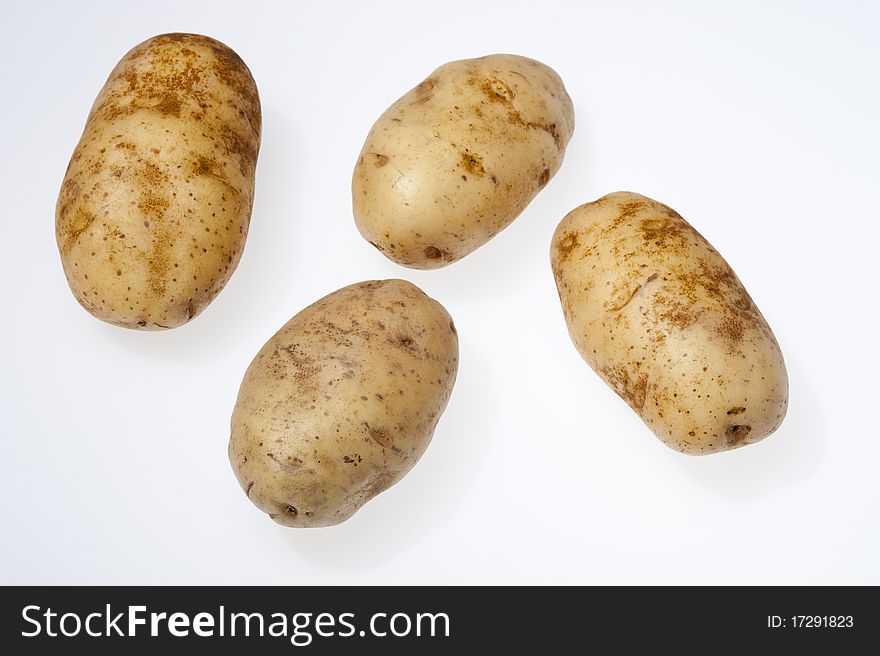 Potatoes isolated on the white background