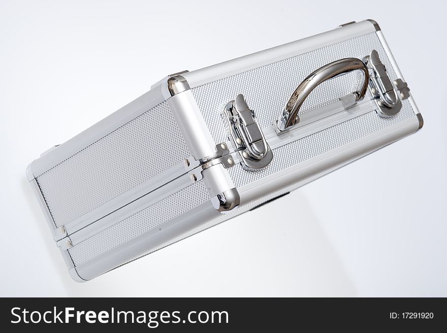 Metal suitcase isolated on the white background