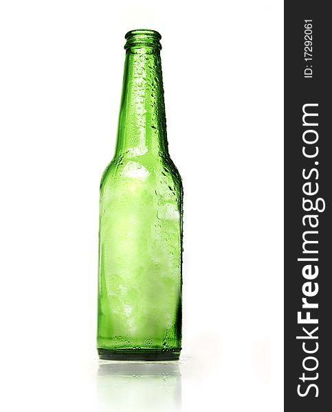 Isolated empty bottle of beer