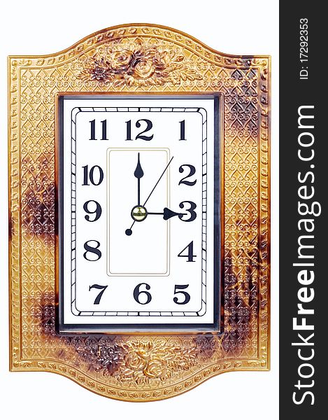 Mechanical wall clock isolated on white background
