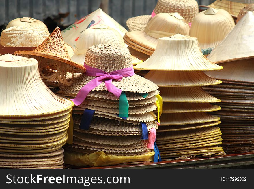 Bamboo and leafs products, it made hat for using person in Thailand. Bamboo and leafs products, it made hat for using person in Thailand