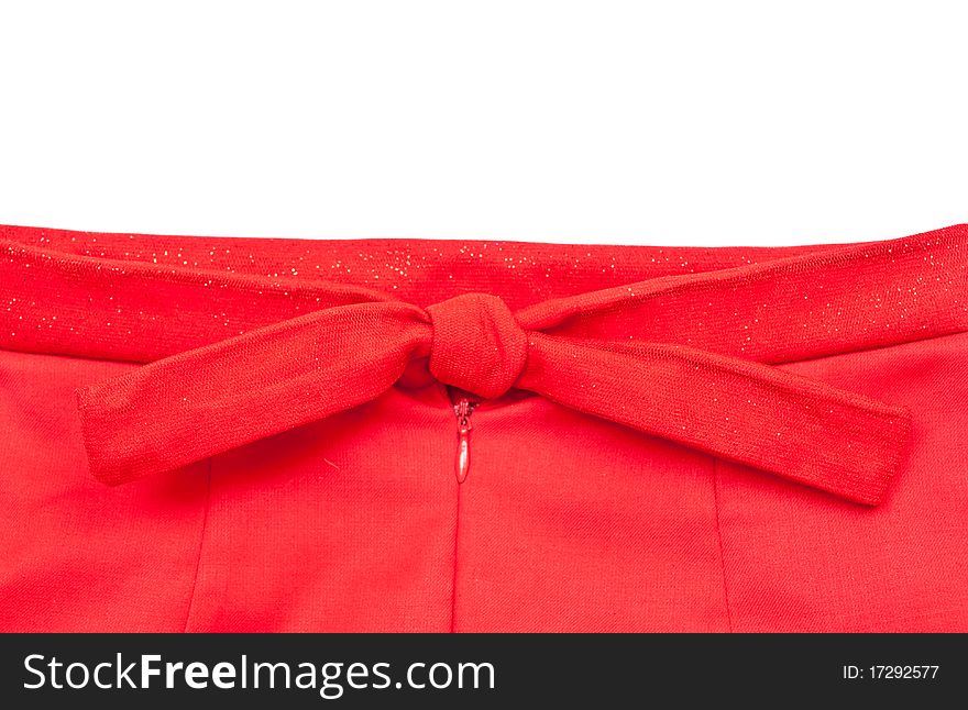 Shiny red textile background on white