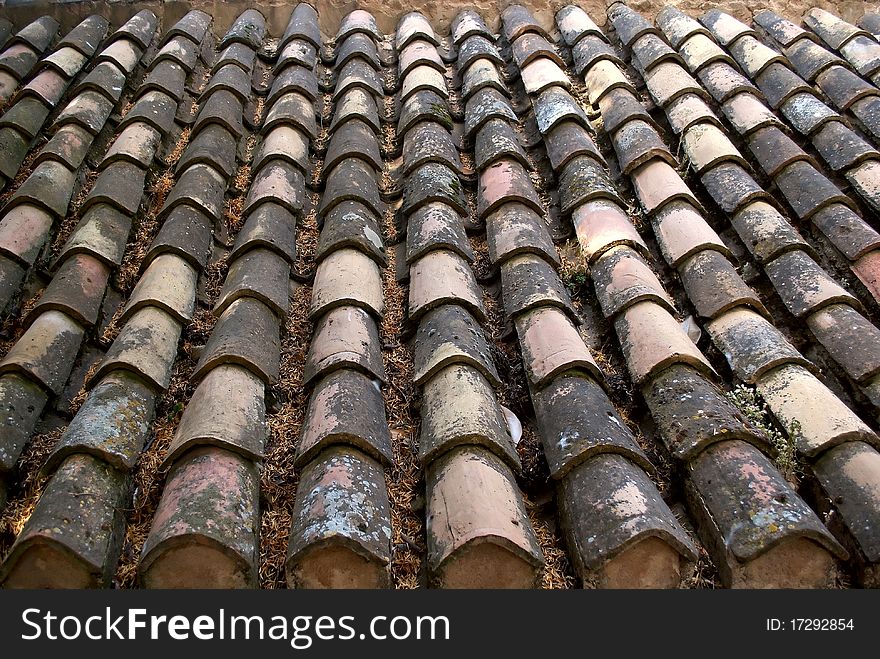 A roof covered with tiles. Spain. A roof covered with tiles. Spain.