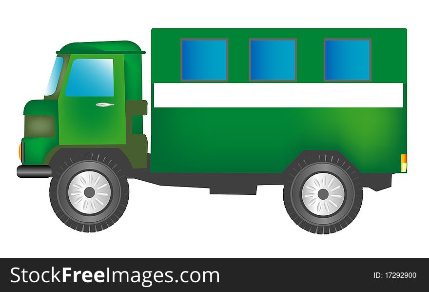 Cargo car with green box. Cargo car with green box