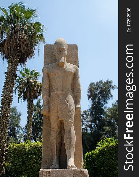 Ramses II Statue in Memphis, Egypt. It is part of the collection of the open air museum.