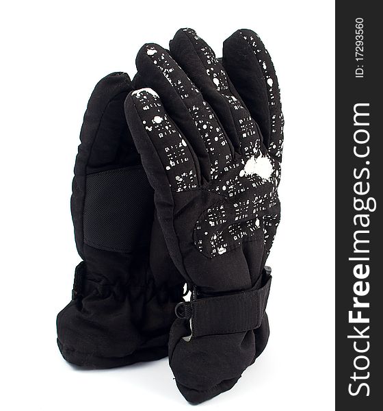 Black gloves with a white background