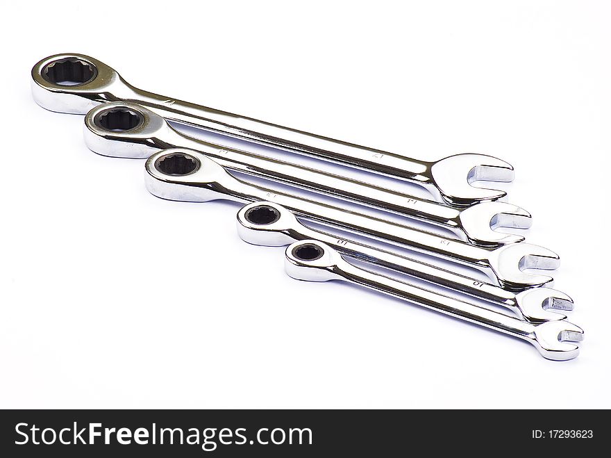 Stainless Steel Wrench over white background