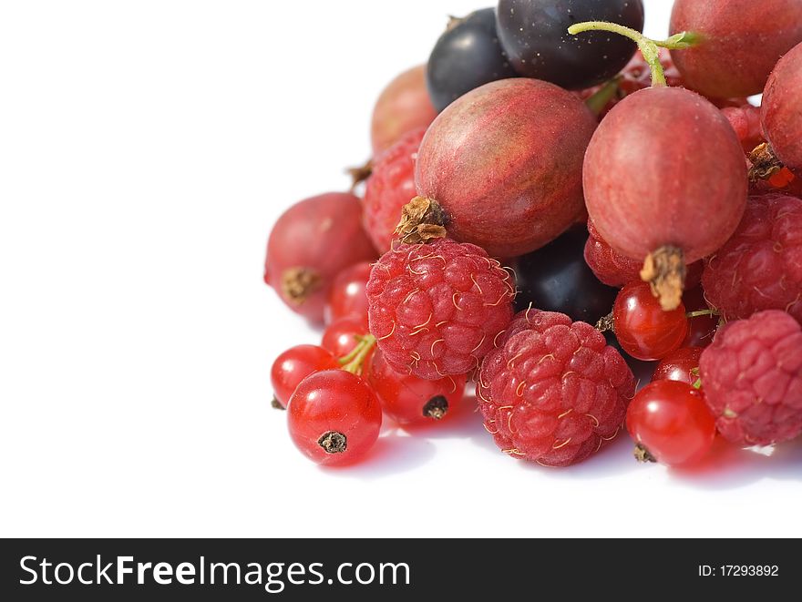 Garden ripe berries isolated on white background