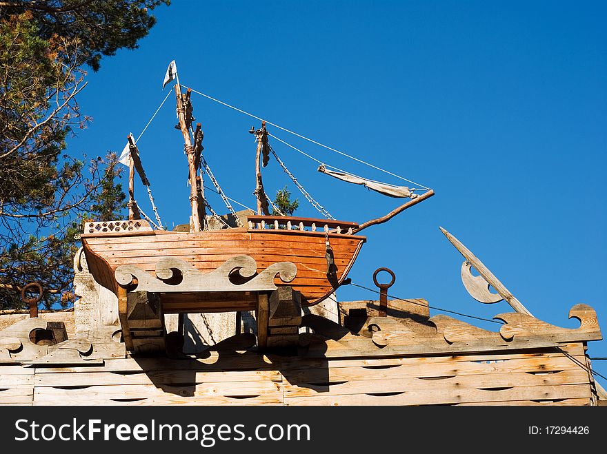 Wooden ship against the sky. Wooden ship against the sky