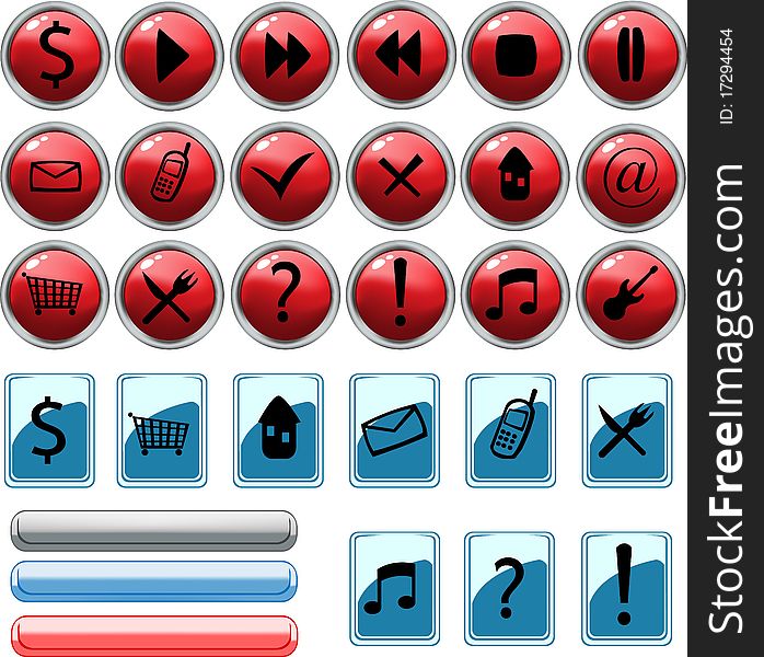 Icons buttons set