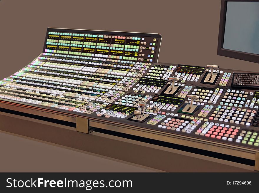 The big control panel of television studio for management of channels of telecasts. The big control panel of television studio for management of channels of telecasts