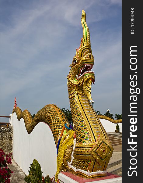 Buddhist mythical figure of Naga in Temple Thailand