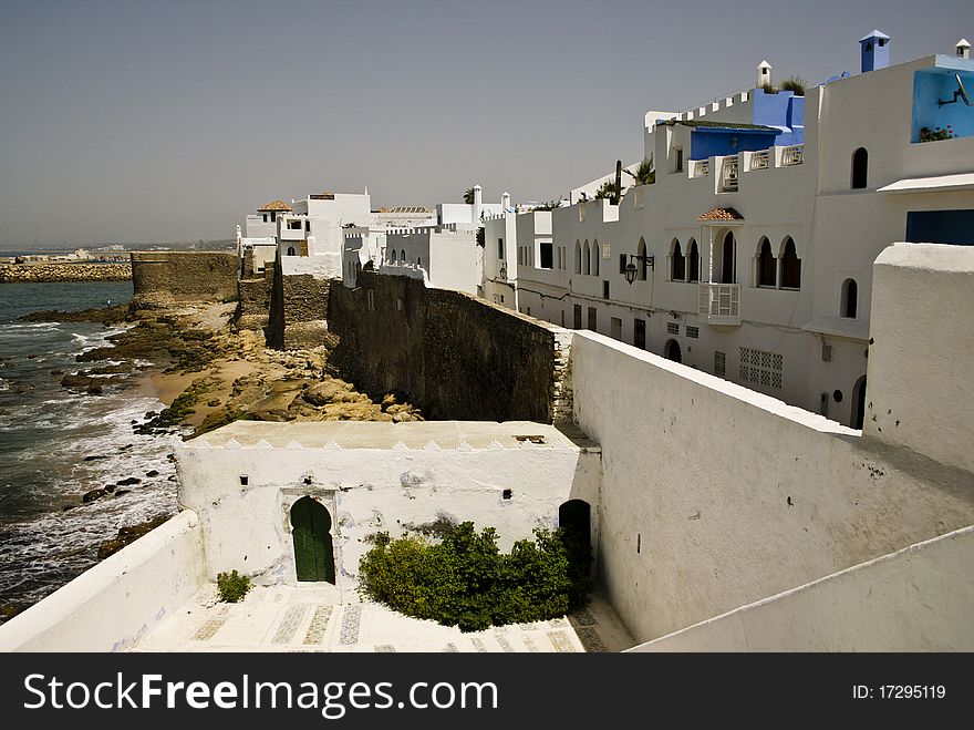 View of Asilah old town and fortification (Moroccan Atlantic coast)