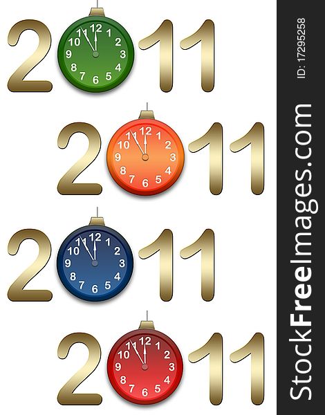 New Year S Background With Clocks