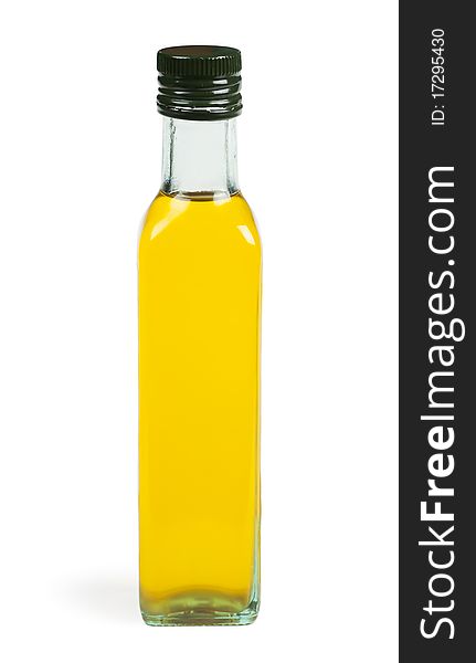 A bottle with olive oil isolated on the white