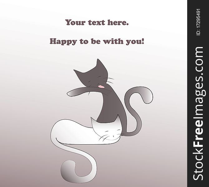 Vector illustration with a couple of cats and text. Vector illustration with a couple of cats and text.