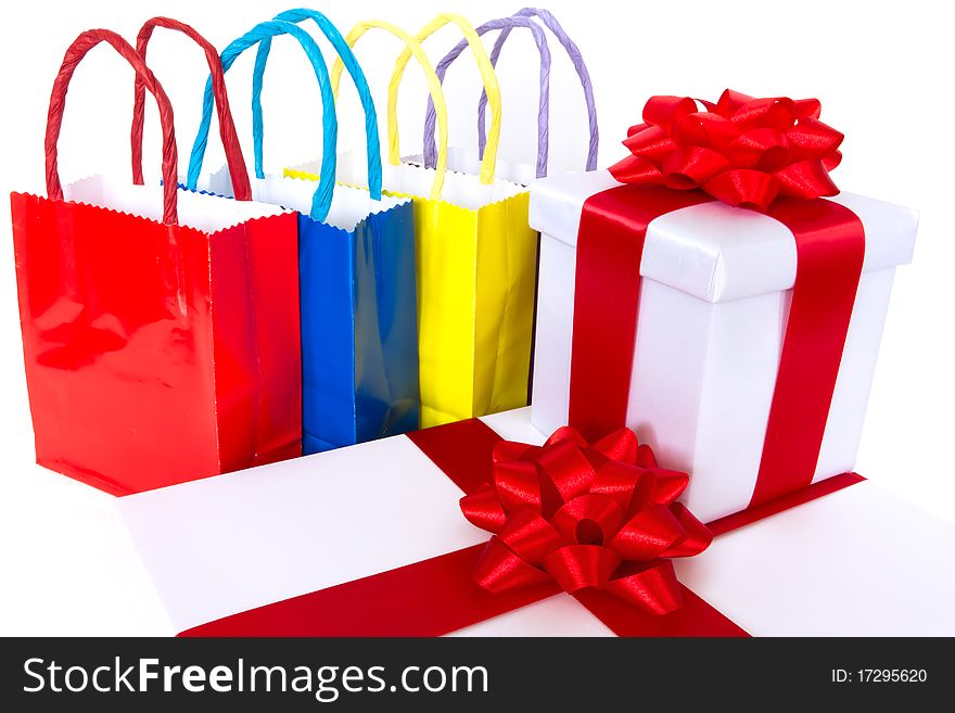 Colorful gifts isolated on white background