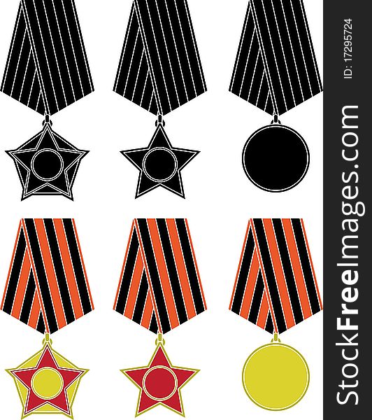 Soviet orders and medal. stencil. vector illustration