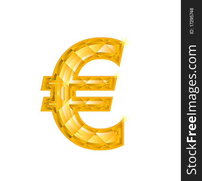 Sign Yellow Euro Jewerly on a white background