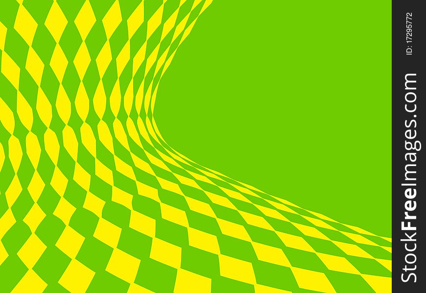 Green Abstract. Yellow square on a green background
