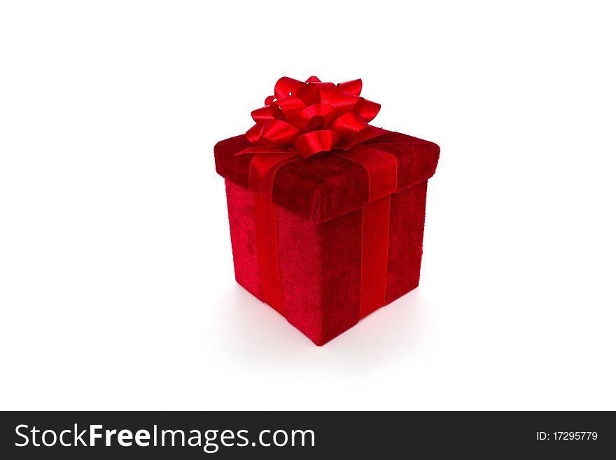 Red gift box with ribbon and bow