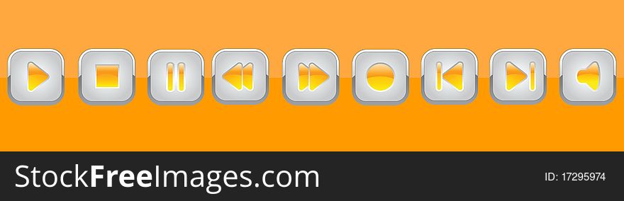 Orange multimedia panel. Icons multimedia