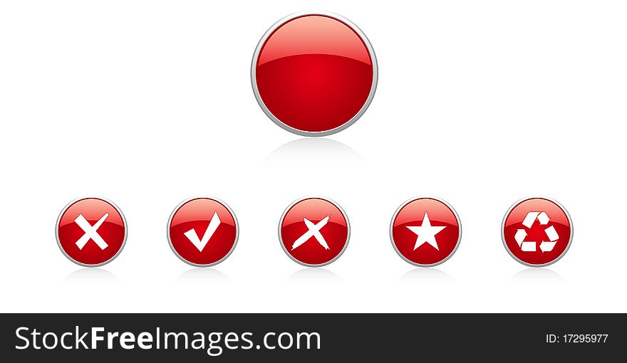 Set red buttons on a white background