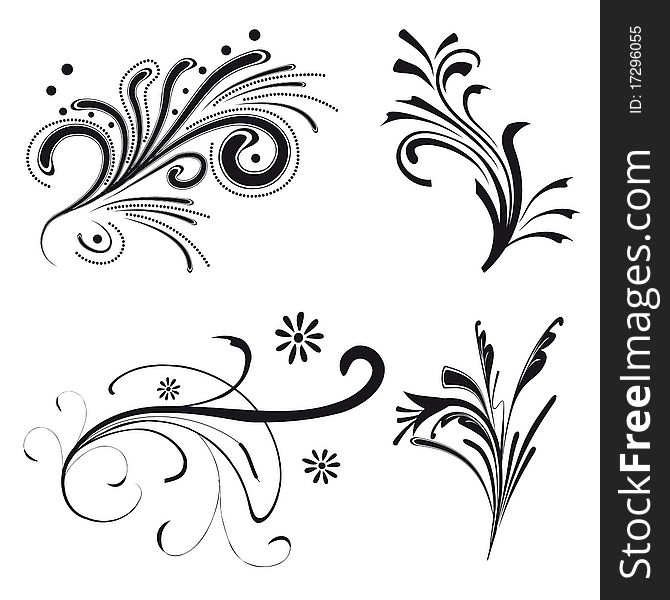 Set of floral design elements. Set of floral design elements