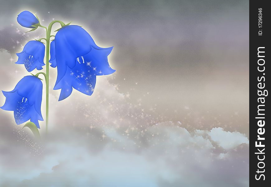 Background with Bell flower growing in the sky