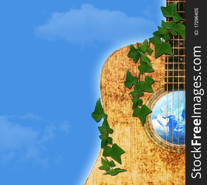 Creative illustration of a guitar and ivy