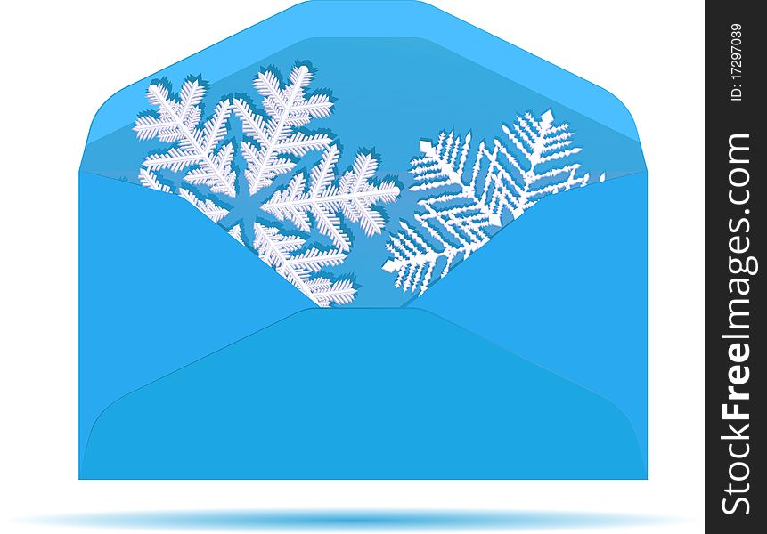 Open Letter With Snowflakes. Vector Illustration.