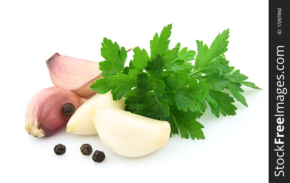 Garlic with pepper and parsley. Garlic with pepper and parsley