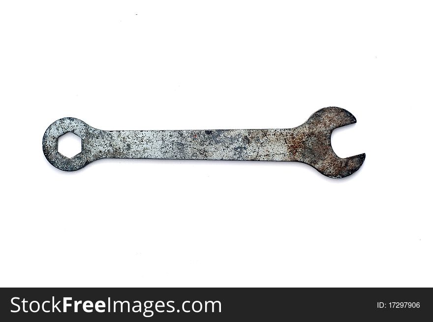 Old Spanner Isolated On White