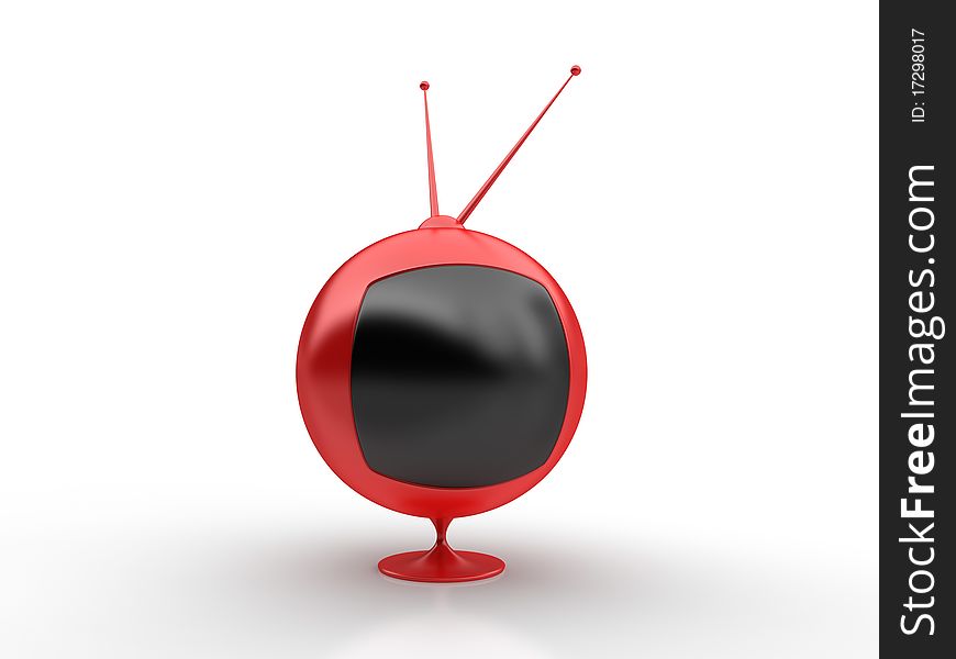 Toon tv whith antenna on white background