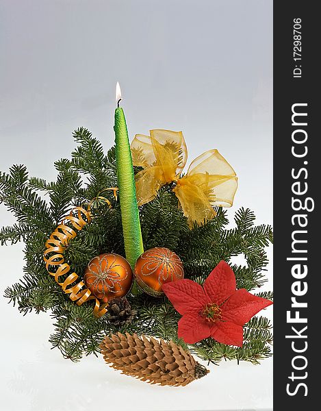 Decorative festive floral table decoration on the white background