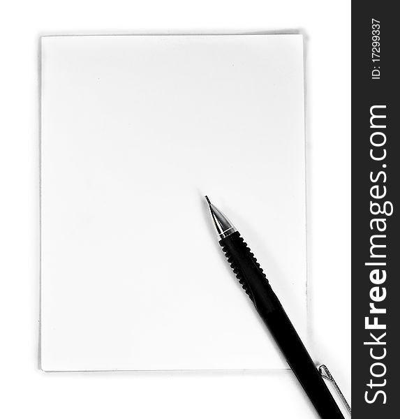 Pencil with white blank paper