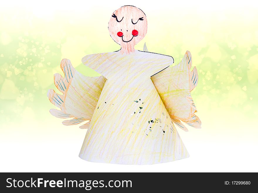 A cute child's hand crafted angel for Christmas. A cute child's hand crafted angel for Christmas.