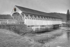 Old New England Covered Bridge In Duotone Black And White Stock Photo Old New England Covered Bridge In Duotone Black And White Stock Photo